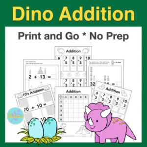 Dinosaur Math : Single and Double Digit Addition