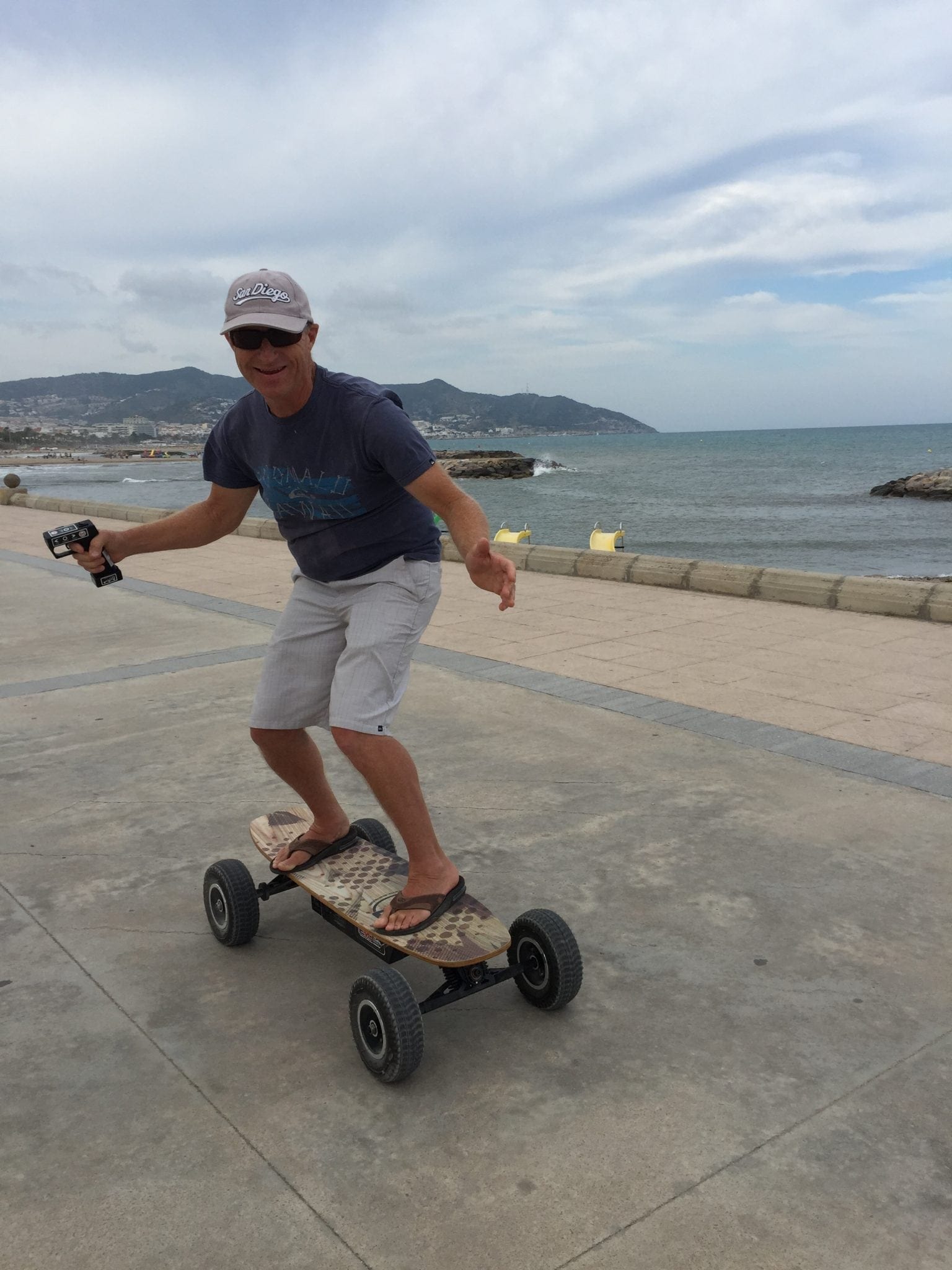 The skateboard goes about 20 km per hour!