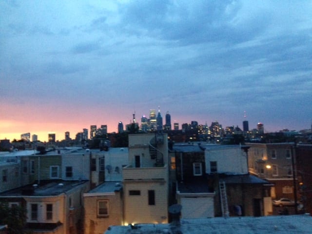 The night sky of Philly from the roof of our VRBO.