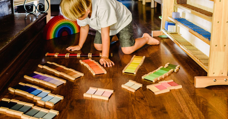 a child working on color order