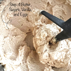 Chocolate Chip Cookie Chemistry Activity: Mixing butter, sugars, vanilla, and eggs in stand mixer.